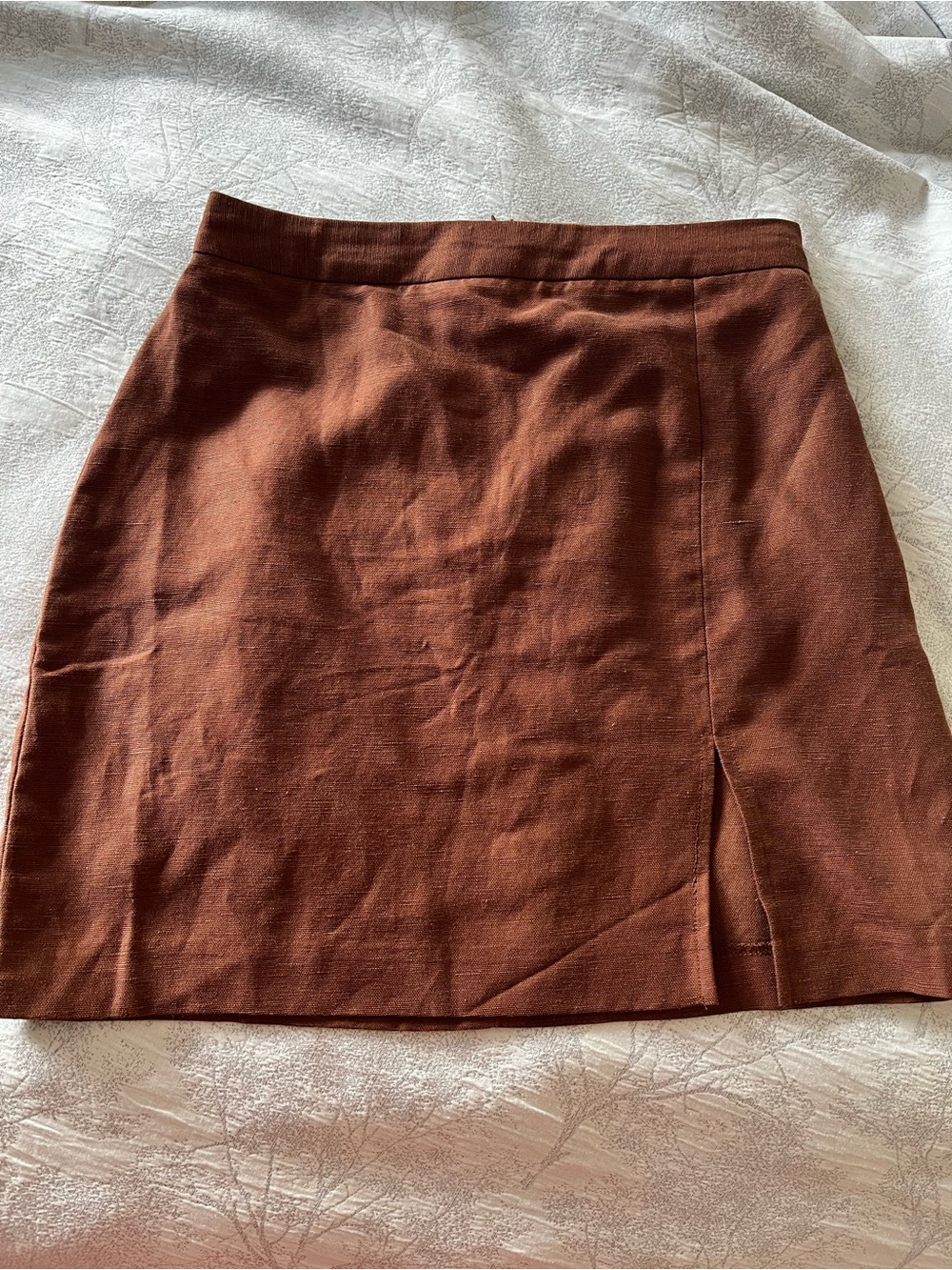 Wilfred Rust Brown Mini Skirt with Front Slit